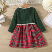 Girls Knitted Lace and Plaid Skirt Set