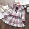 Girl's Plaid Knitted Skirt Set