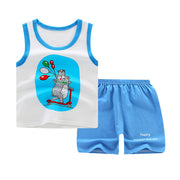 Boy's Cotton Sleeveless Shirt and Short Pants Set