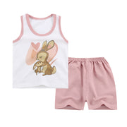 Boy's Cotton Sleeveless Shirt and Short Pants Set