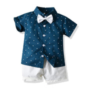 Boy's Summer Two-piece Set with Suspenders