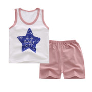 Boy's Cotton Sleeveless Shirt and Short Pants Set