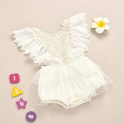 Girl's Lace Flutter Sleeve Romper