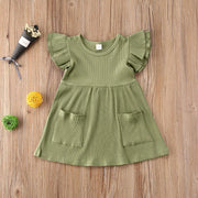 Girl's Cotton Flutter Sleeve Summer Dress