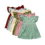 Girl's Cotton Flutter Sleeve Summer Dress