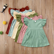 Girl's Cotton Flutter Sleeve Summer Dress