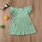 Girl's Cotton Flutter Sleeve Summer Dress