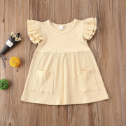 Girl's Cotton Flutter Sleeve Summer Dress