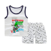 Boy's Cotton Sleeveless Shirt and Short Pants Set