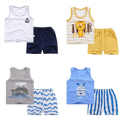 Boy's Cotton Sleeveless Shirt and Short Pants Set