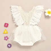 Girl's Lace Flutter Sleeve Romper