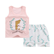 Boy's Cotton Sleeveless Shirt and Short Pants Set