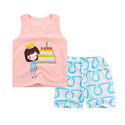 Boy's Cotton Sleeveless Shirt and Short Pants Set