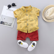 Boy's Short Sleeve Shirt with Casual Pants Suit