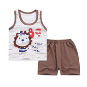 Boy's Cotton Sleeveless Shirt and Short Pants Set