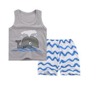 Boy's Cotton Sleeveless Shirt and Short Pants Set