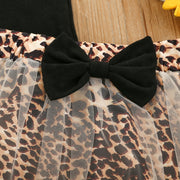 Girl's Sleeveless Leopard Print Skirt Set