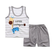 Boy's Cotton Sleeveless Shirt and Short Pants Set