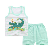 Boy's Cotton Sleeveless Shirt and Short Pants Set