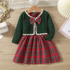 Girls Knitted Lace and Plaid Skirt Set