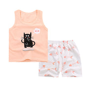 Boy's Cotton Sleeveless Shirt and Short Pants Set