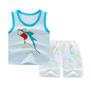 Boy's Cotton Sleeveless Shirt and Short Pants Set