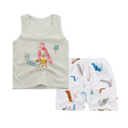 Boy's Cotton Sleeveless Shirt and Short Pants Set