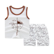 Boy's Cotton Sleeveless Shirt and Short Pants Set