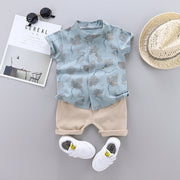 Boy's Short Sleeve Shirt with Casual Pants Suit