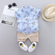 Boy's Short Sleeve Shirt with Casual Pants Suit